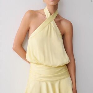 Meshki Poppy Satin Halter Mini Dress